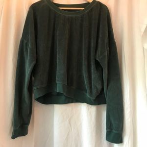 Faux velvet sweater crop top